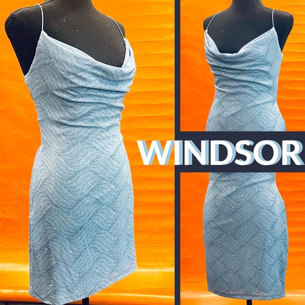 Windsor Baby Light Blue Glitter Mini Dress Size Large